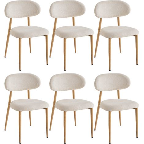 Wokaka Lot de 6 chaises - Chaise en Lin et salle à manger - style scandinave minimaliste - pour le salon et la cuisine - Beige