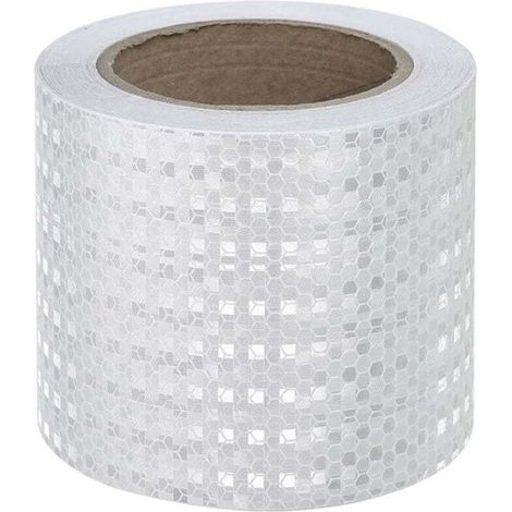 Réfléchissant Blanc, 10 cm x 10 m, Bandes D'avertissement de Sécurité Réfléchissantes, Autocollants Auto-adhésifs pour Voiture, Camion, Moto, Bateau, Vélo, Remorque (1/4)