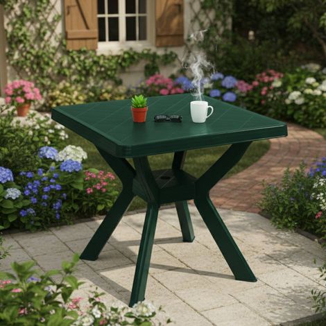 Dmora Quadratischer Gartentisch, Made in Italy, 79x79x72 cm, grüne Farbe (1/3)