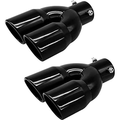 Double embout d'échappement en acier inoxydable à bord incliné pour tuyaux de 3,8 cm à 6,3 cm de diamètre, embout d'échappement universel réglable pour décoration de voiture, sortie de 7,6 (1/5)