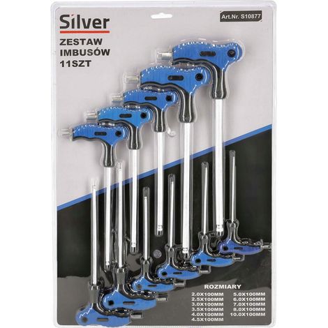 Clés, marteaux, tournevis coudés, tournevis Allen (11 pièces), T2 à T10 longs (1/2)