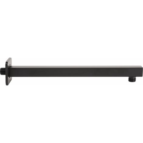 Bras de douche carré noir mat de 35,5 cm