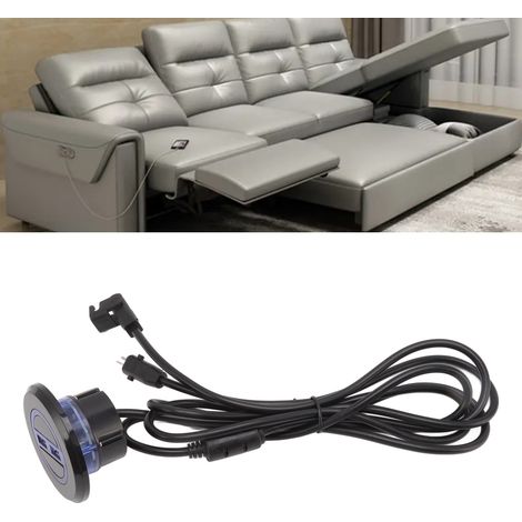 Commande manuelle pour canapé électrique, tige de poussée électrique pour canapé bain de pieds, télécommande filaire, commande filaire du moteur, interrupteur manuel, deux ports de chargement USB. (1/5)