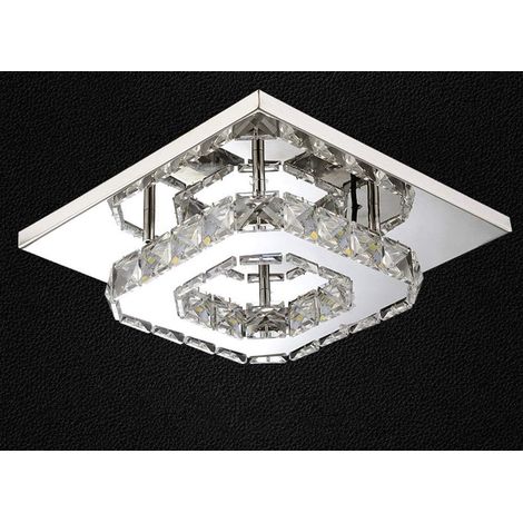 Plafoniera a LED in cristallo da 12W, plafoniera in cristallo in acciaio inossidabile Lampada da corridoio moderna semplice (1/5)