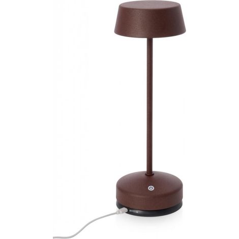 Lampada tavolo a led in metallo ricaricabile uso interno ed esterno h 33 cm -Marrone (1/5)