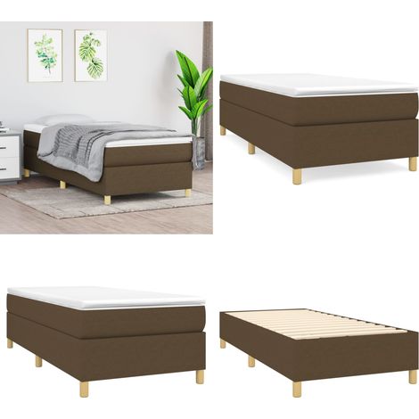 Bettgestell ohne Matratze Dunkelbraun 100x200 cm Stoff - Bettes Gestell - Doppelbett - Holzrahmen - Lattenrost - Stoffbettwäsche - Home & Living (1/5)