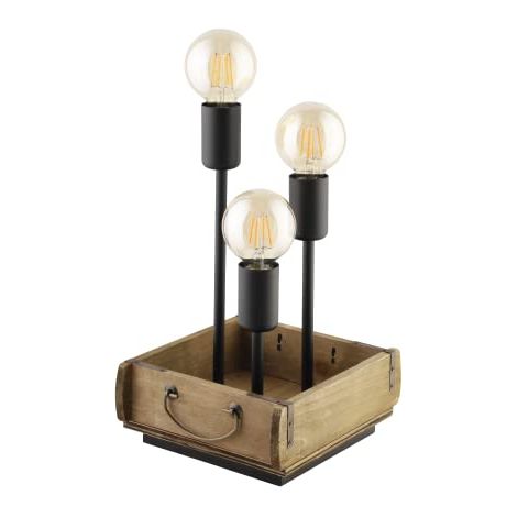 Lampada Da Tavolo Vintage Wootton Legno Marrone 3 Luci E27 (1/4)
