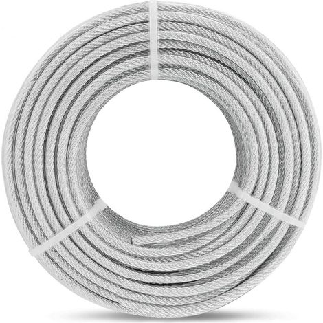 5 mm Stahlseil, PVC-ummanteltes Stahlseil, ideal zum Aufhängen von Lichterketten und Terrassengeländern, belastbar bis 730 kg, 15 Meter