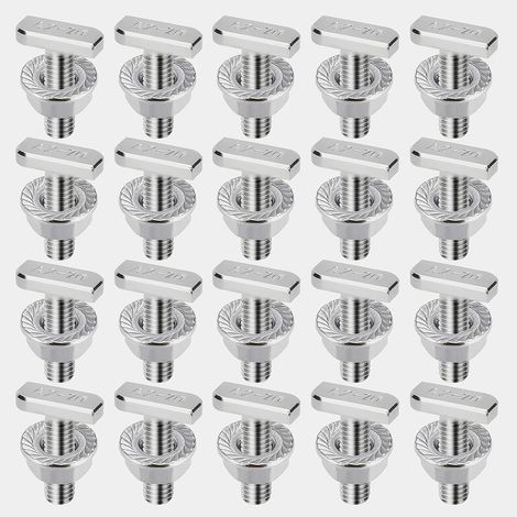 20-teiliges Set Hammerkopfschrauben, T-Schrauben mit Sicherungsmuttern M8 x 20 mm aus Edelstahl A2-70, M8-Flanschmuttern, Schrauben für Solar-PV-Montageschienen (1/5)