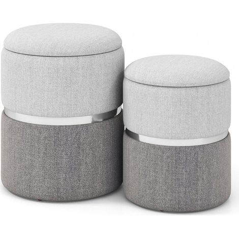 2-teiliges Ottoman-Set aus Samt mit Stauraum, Grau (1/5)