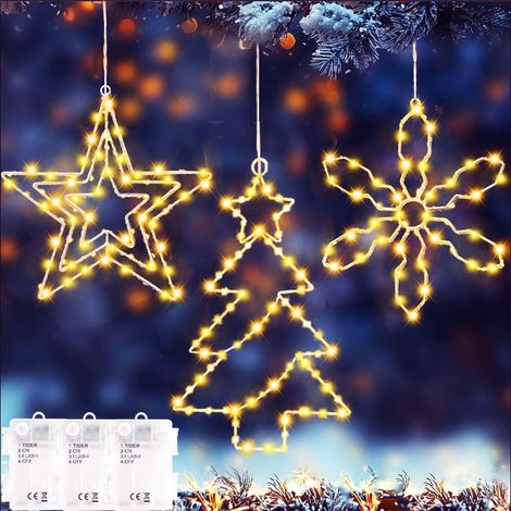 Etoile Lumineuse Noël 3 Pièces Lumière de Fenêtre de Noël (1/5)
