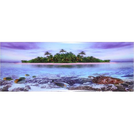 Affiche adhésive de plage en forme de cocotier, effet 3D, pour décoration d'aquarium (L) (1/5)