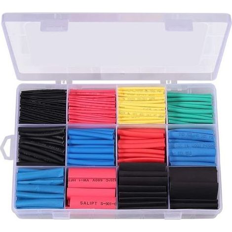 Gaines Thermorétractables - Rapport 2:1 - 560 Pièces - 12 Diamètres (1,0 à 10 mm) - 5 Couleurs - Pour Isolation Électrique (1/5)