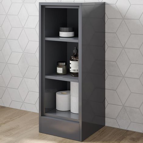 Artis Grey Gloss Cloakroom Freestanding Open Shelf Unit - 300mm (1/4)