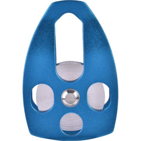 Poulie de secours d'alpinisme 32 kN avec plaque oscillante et roue simple (bleue) (1/5)