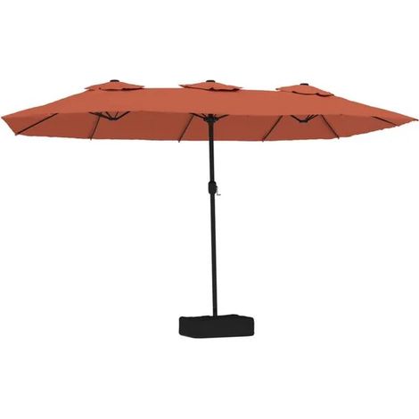 Parasol de jardin double avec éclairage LED, couleur terre cuite, 449 x 265 cm (1/5)