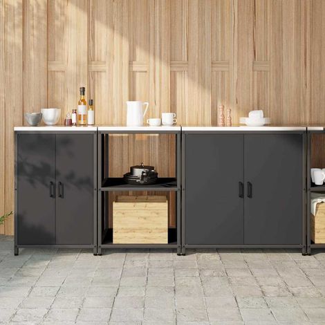 Aufbewahrungsset für die Küche mit Regal mit Tür 3 pcs Schwarz
