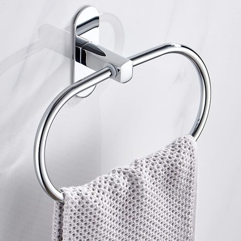 Porte-serviettes adhésif résistant pour salle de bain, sans perçage, en acier inoxydable. (1/5)