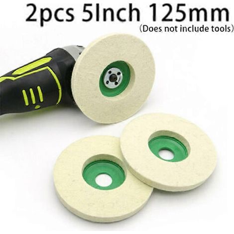 Lot de 2 cônes de polissage en laine de 125 mm (5 pouces) pour meuleuse d'angle, disques et plateaux de polissage en feutre. (1/5)