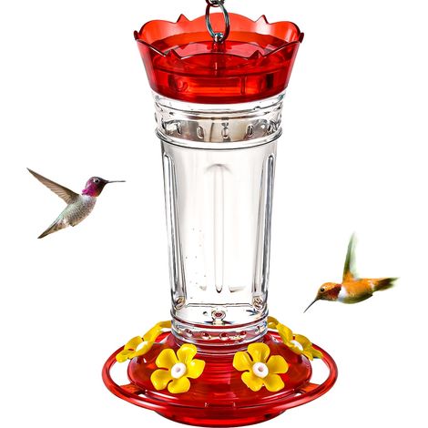 Mangeoire à oiseaux de 510 ml Plastique rouge, antirouille, résistant au vent, durable, idéale pour le jardinage (1/5)