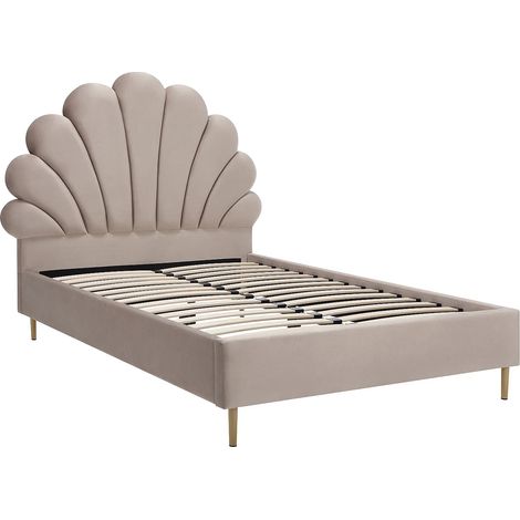 Letto conchiglia 120 x 190 cm Velluto Beige - LIVAYA (1/5)