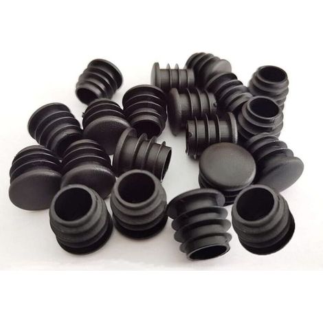 Tapones redondos de plástico, 40 unidades, tapones negros para tubos de muebles deslizantes, sillas y patas (16 mm). (1/5)