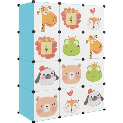 Cube Storage Cabinet for Kids with 12 Cubes Blue PP vidaXL