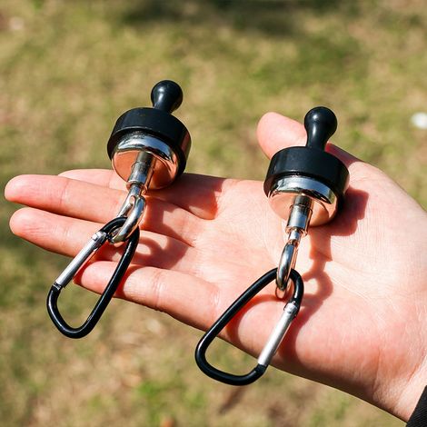 Lot de 2 crochets à ventouse pour équipement de plein air, tente, éclairage, clip de fixation magnétique, aimant de suspension puissant, pince de camping (1/5)