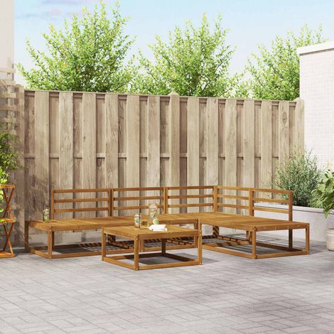 Outdoor-Sofagarnitur 5 Stück Natur Massivholz Akazie