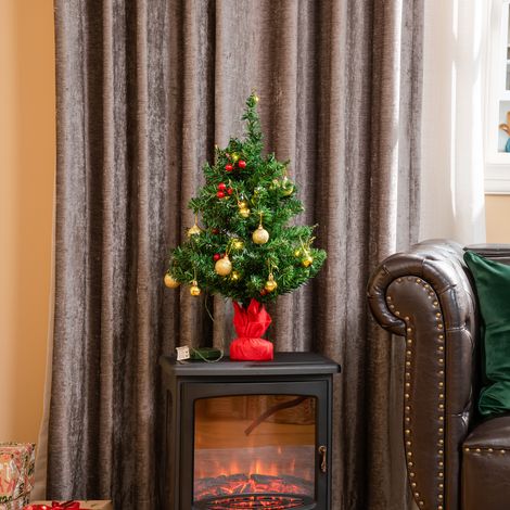 Mini árbol de Navidad, decoración navideña, incluye bolas de Navidad y luces LED, 60 cm, multicolor. (1/5)