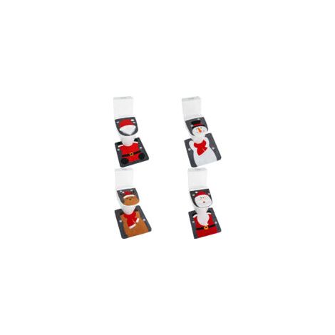 4er-Set Weihnachts-WC-Deckel-Ornamente: Schneemann, gesichtsloser alter Mann, Weihnachtsmann, Elch – Badezimmerdekoration – Crezuo