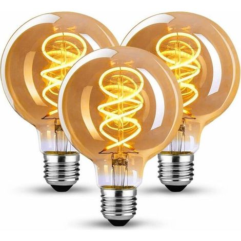 Edison Vintage Light Bulb E27, E27 LED Vintage Dimmable 4W Retro LED Lamp Warm White 2200K Edison Light Bulb E27 Vintage Ideal for Nostalgia and Retro Lighting in Home Cafe Bar - Pack of 3 (G80). (1/5)