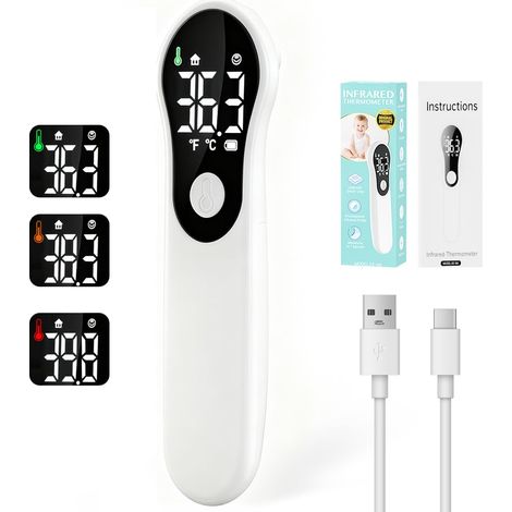 Thermomètre Frontal Sans Contact, Thermometre Bebe,Lecture Précise avec Ecran LCD,°C/°F,Alerte Fièvre, Mesures Rapides et Précises (1/5)