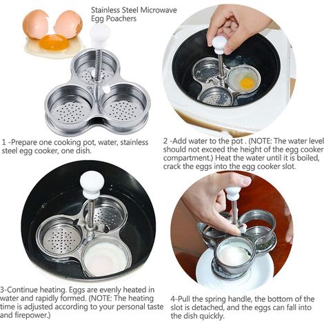 Cuiseur à œufs 3 places en inox, cuiseur d'œufs à la coque, appareil pour cuire les œufs, accessoire de cuisine pratique.