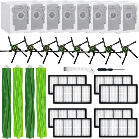 Irovami Kit brosses Roomba s9 – 2 jeux + 8 latérales + 8 filtres – Idéal pour entretien, maison, nettoyage (1/5)