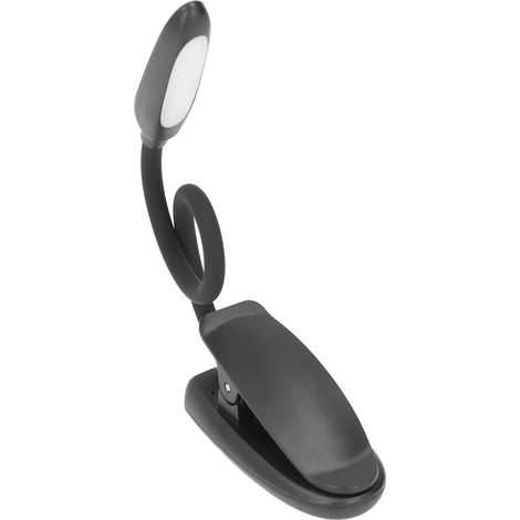 Lampe de lecture à pince avec 6 LED, rechargeable par USB, et pince flexible à 360° pour bureau ou tête de lit. (1/5)