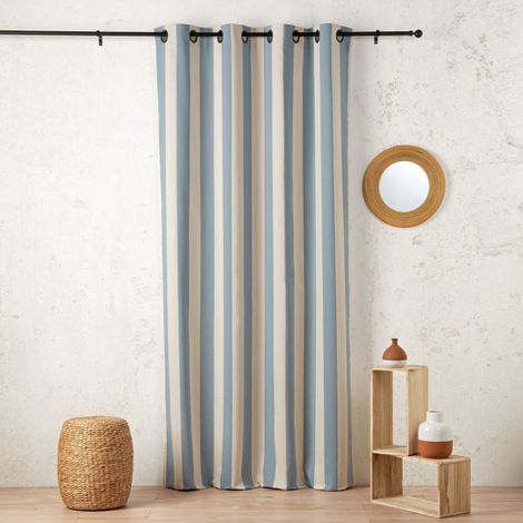 Rideau "Sunset" en coton recyclé 145 x 280 cm - 145x280cm - Turquoise (1/2)