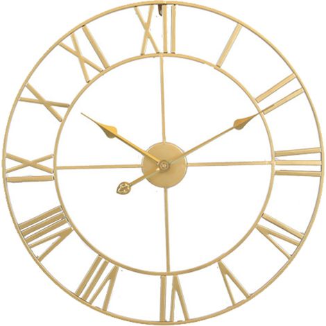 Retro-Metallwanduhr mit römischen Ziffern, modernes rundes Design, nahezu geräuschlos, 40 cm, für Wohnzimmer oder Küche