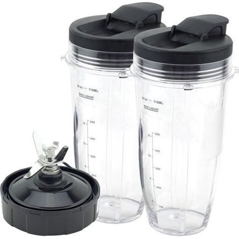Kit de rechange 2 pièces pour blender : bol et lames (avec couvercle extérieur), lames d'extraction à 7 ailettes. Compatible avec les blenders Ninja modèles BL2012/BL487A/BL492/BL640/NN100A/NN101/NN10 (1/5)