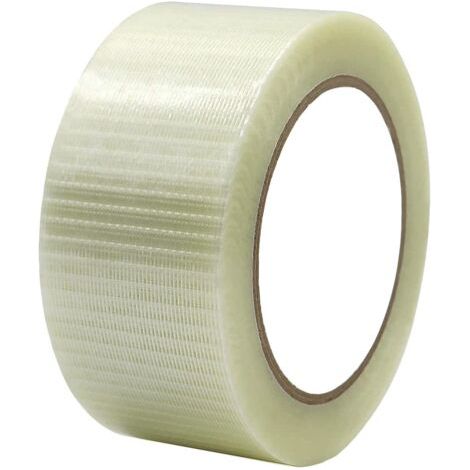 Ruban Adhésif en Fibre de Verre - Renforcement et Cerclage, Bande Renforcée, Armé, Filament d'Emballage - 5cm x 50m, Transparent (1/5)