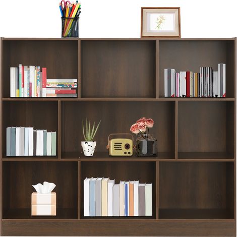 Bibliothèque à 9 compartiments, étagère sur pied à 3 niveaux, étagère cubique, étagère de bureau, étagère de rangement pour le salon, la chambre, le bureau ou l'espace de travail, 120 x 23 x 100 cm (1/5)