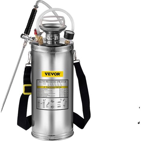 Pulvérisateur à main, construction en acier inoxydable, buse réglable, 8L 2Gal (1/2)