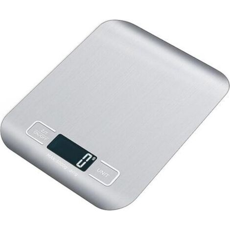 Balance de cuisine numérique 5kg/1g, écran LCD, en acier inoxydable, for la maison, les bijoux, collations, outils cuisson,Battery(Non inclus) (1/4)