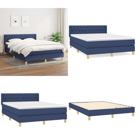 Boxspringbett mit Matratze Blau 140x200 cm Stoff - Boxspringbett - Doppelbett - Bettenrahmen - Lattenrost - Matratze - Home & Living (1/5)