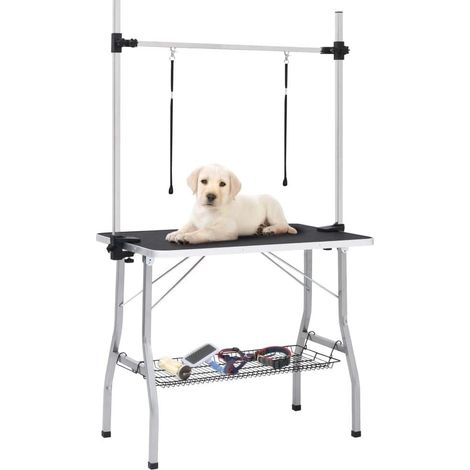 Table de toilettage pliable pour chiens et chats, 90 x 60 cm, hauteur réglable, noire DESVIAE (1/5)