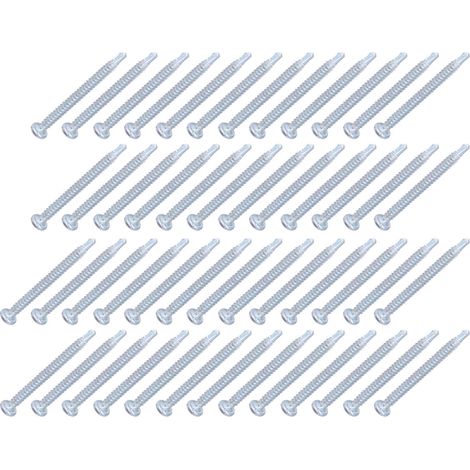 50 Vis autoperceuses à tête fraisée, acier galvanisé 4.2x50 mm - Lot pour assemblage métallique (1/5)