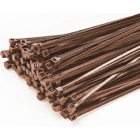 100 Stück Kabelbinder 200mmx3,6mm für Schattiernetz Zaunblende Zaun in braun (1/5)