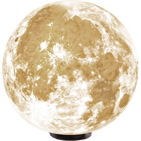 Lampe boule effet lune 30 cm pour jardin, luminaire extérieur LED 12 W sur pied, éclairage décoratif IP55 en résine ABS, lampe de jardin à brancher pour villa, parc, terrasse et cour (1/5)