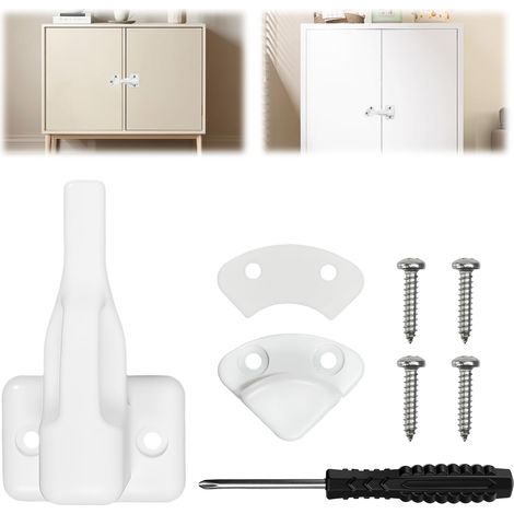 Verrou de Porte Caravane en Nylon, Serrure Sécurité Porte Camping Car à Visser, Verrou Portes de Placard Camping-Car, Serrure Portes Caravane à Loquet, pour Bateau Mobilier Armoire, Blanche (1/5)