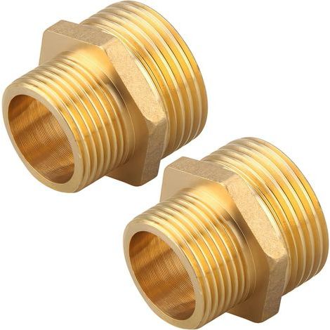 Mamelon de réduction en laiton G1" x G3/4" mâle/mâle,2PCS Mamelon double Réduit G1" à G3/4"(Ø 32,5mm x Ø 25,7mm),Filetage mâle des deux côtés G1" x G3/4",Convient pour l'eau potable (1/4)